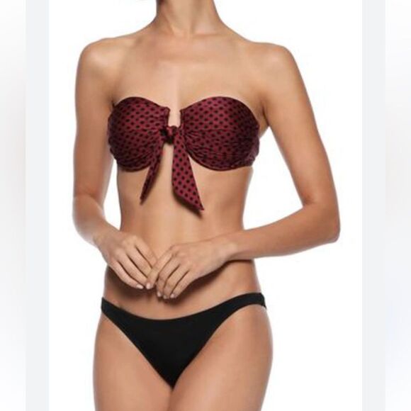 Zimmermann Juno Tie Bandeau Top in Red/
Black Dot 0/XS $231 NWT - Picture 5 of 12